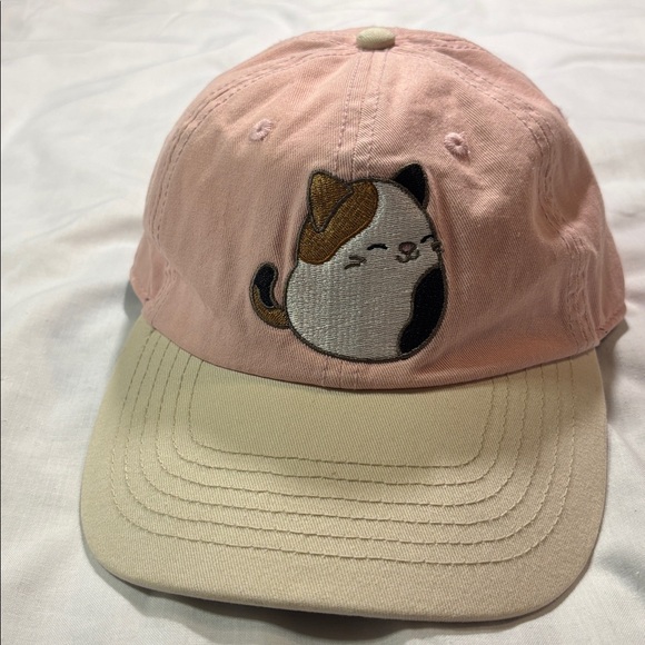 Squishmallows Accessories - Squishmallow Cam the Cat Pink & Tan Embroidered Dad Hat Cap | Adjustable | EUC